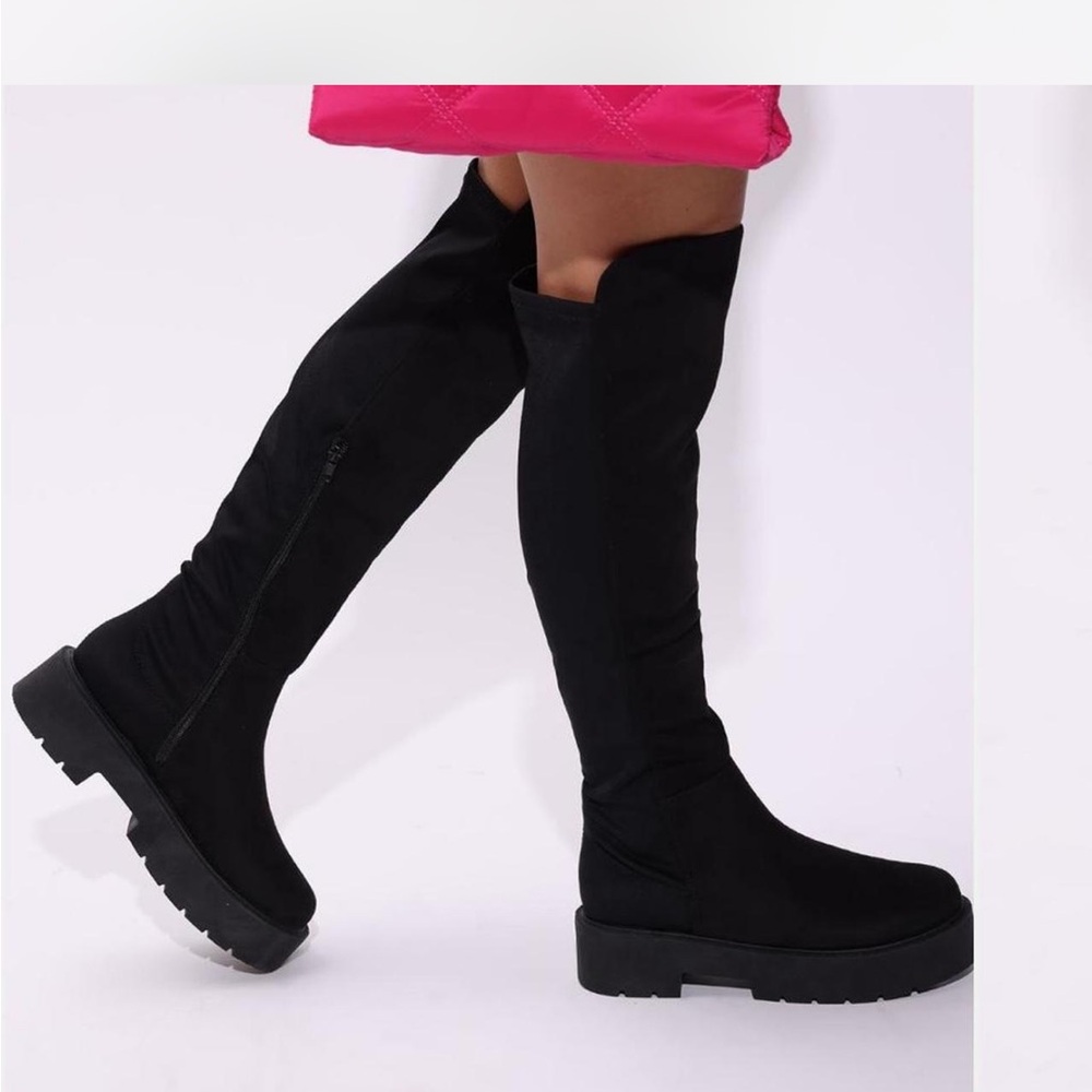 Fashion Nova Black Over the Knee Suede Boots